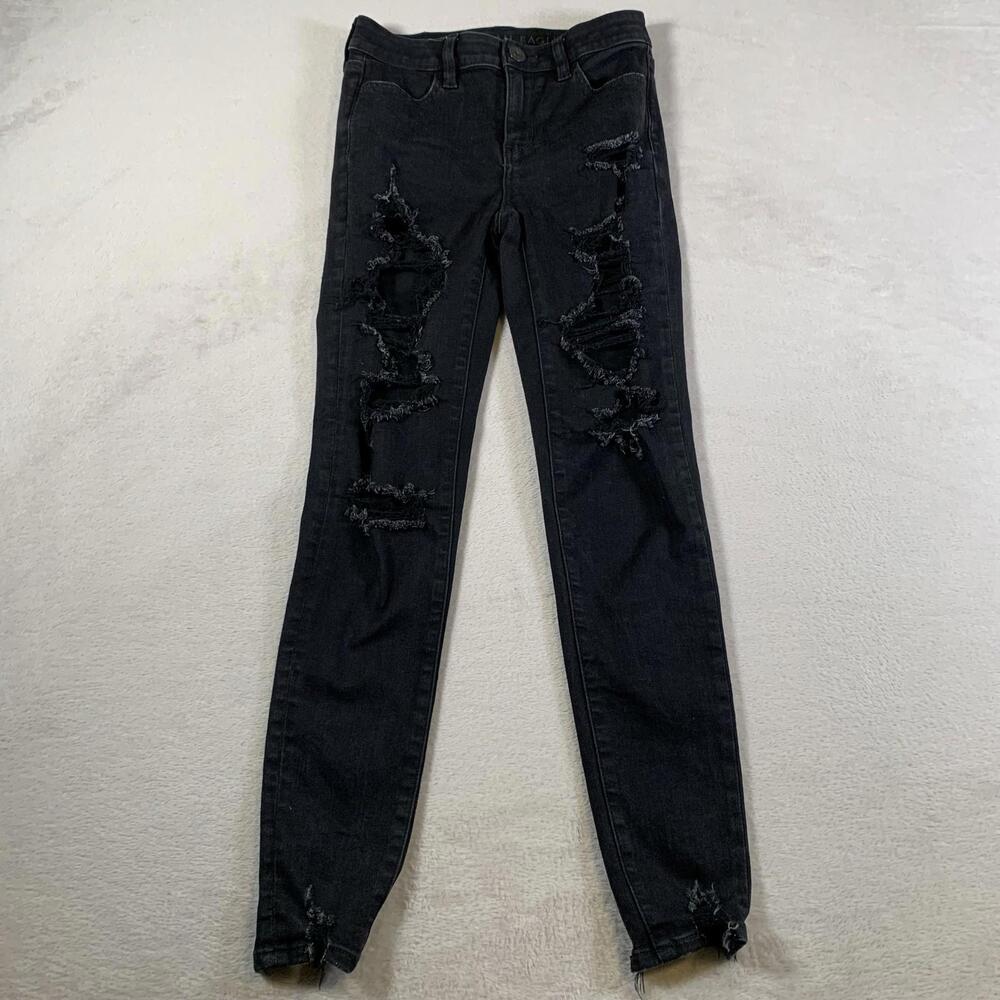 American Eagle Jeans Womens 0 Hi-Rise Jegging Distressed Next Level Stretch Deni